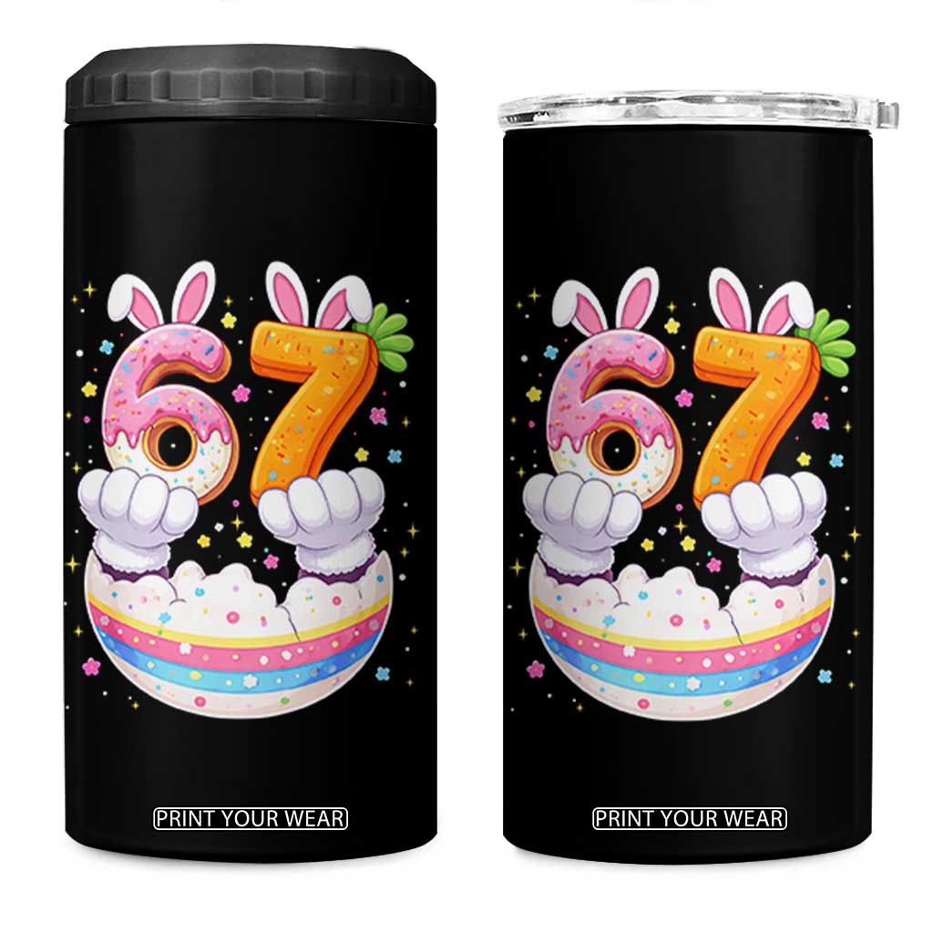 Funny Easter Day Bunny 67 Six Seven Meme 4 in 1 Can Cooler Tumbler TS11 One Size: 16 oz Black Print Your Wear