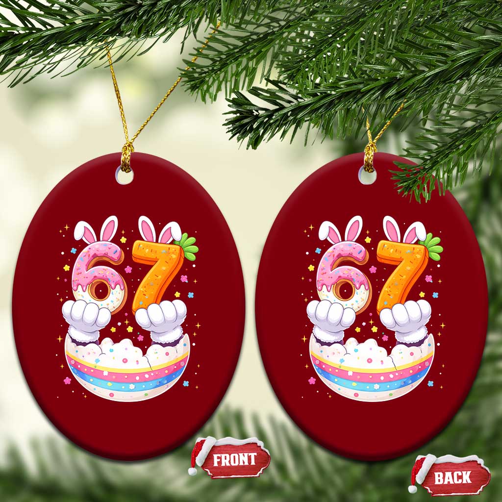 Funny Easter Day Bunny 67 Six Seven Meme Ceramic Ornament TS11 Print Your Wear