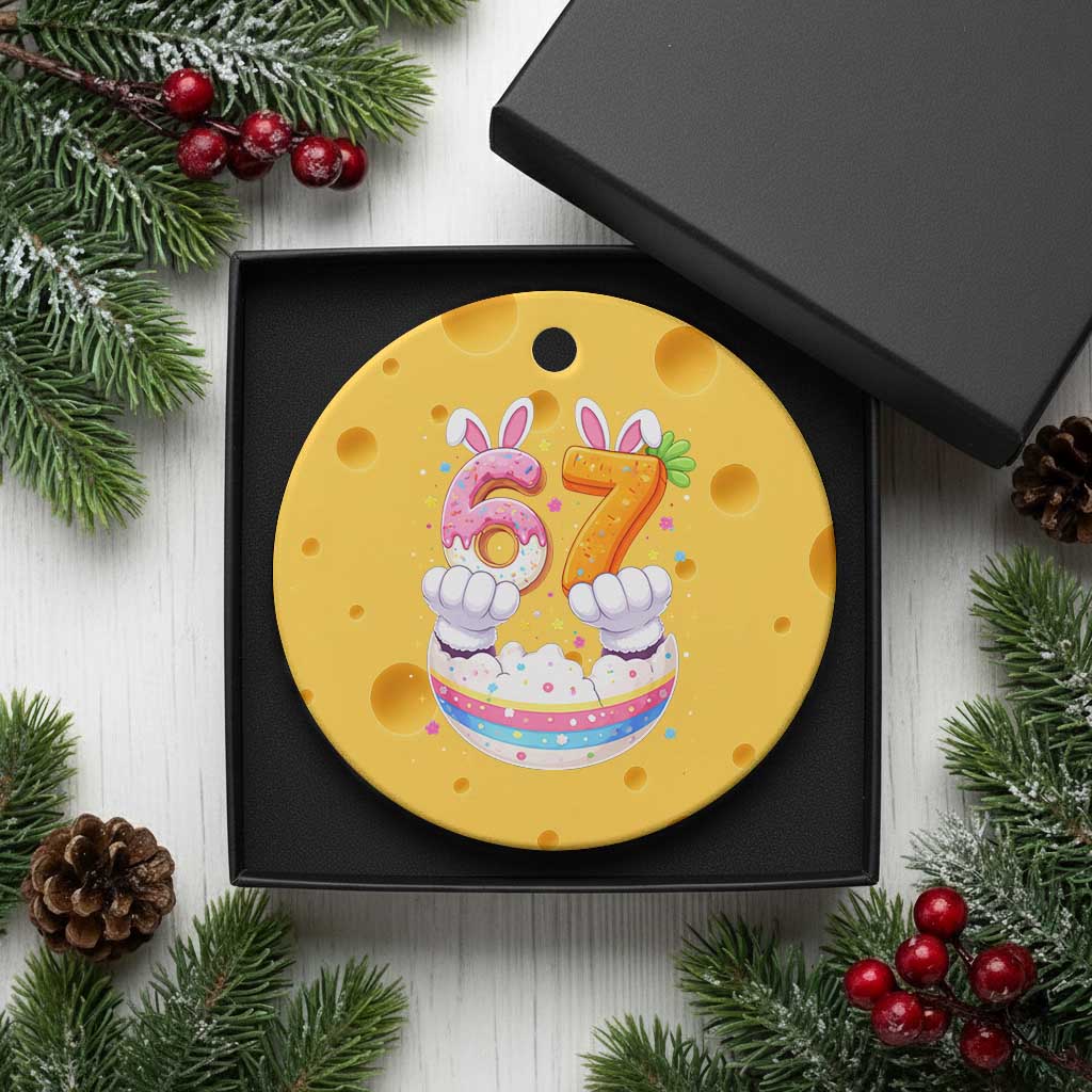 Funny Easter Day Bunny 67 Six Seven Meme Ceramic Ornament TS11 1pc Yellow Cheese Print Your Wear