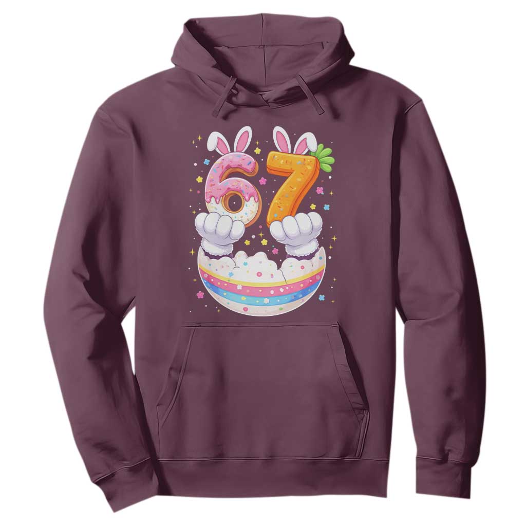 Funny Easter Day Bunny 67 Six Seven Meme Hoodie TS11 Maroon Print Your Wear