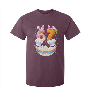 Funny Easter Day Bunny 67 Six Seven Meme T Shirt For Kid TS11 Maroon Print Your Wear