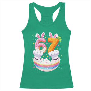 Funny Easter Day Bunny 67 Six Seven Meme Racerback Tank Top TS11 Irish Green Print Your Wear