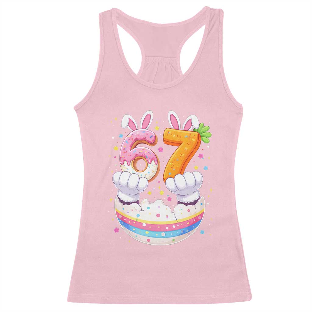 Funny Easter Day Bunny 67 Six Seven Meme Racerback Tank Top TS11 Light Pink Print Your Wear