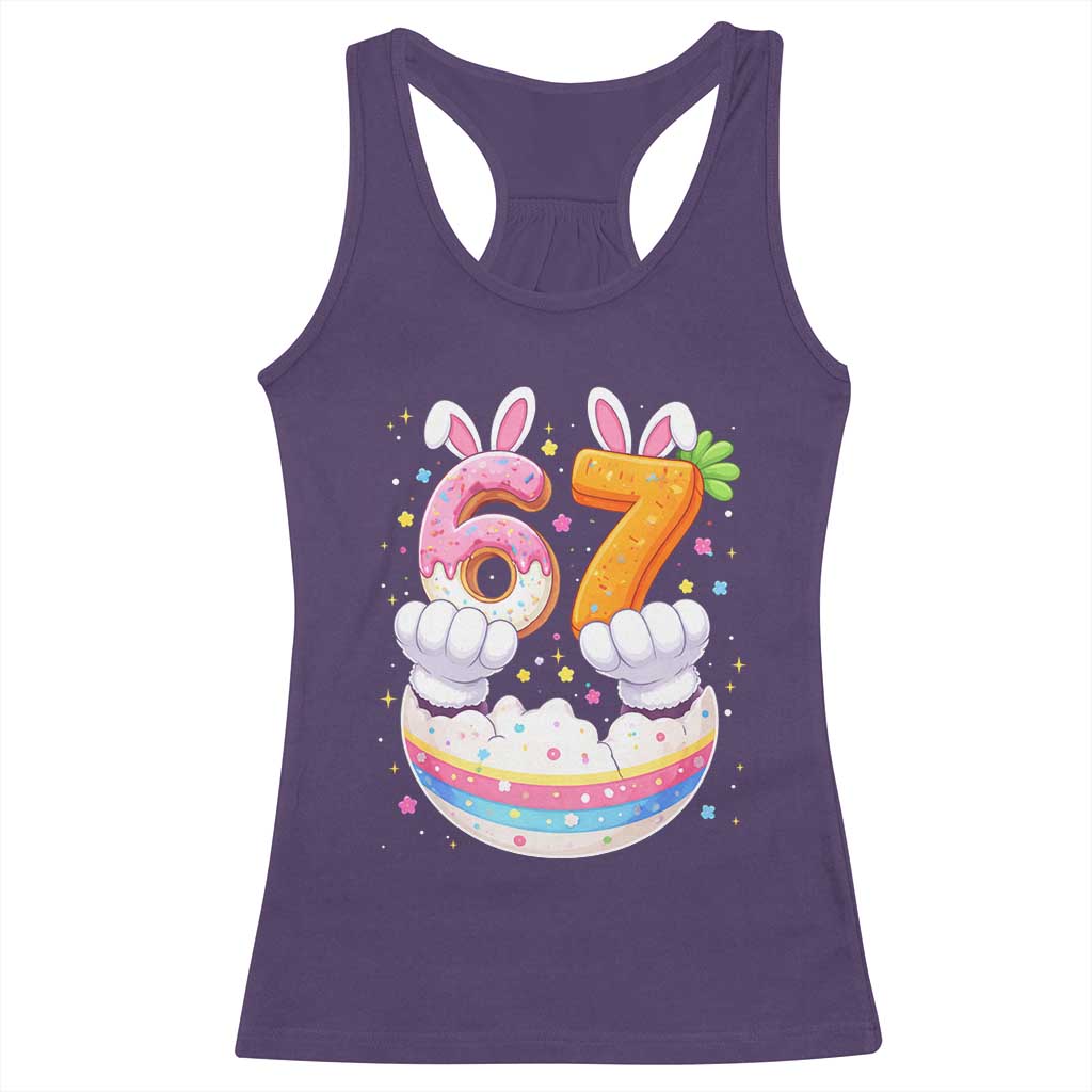 Funny Easter Day Bunny 67 Six Seven Meme Racerback Tank Top TS11 Purple Print Your Wear