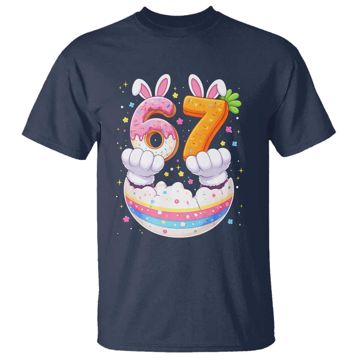 Funny Easter Day Bunny 67 Six Seven Meme T Shirt TS11 Navy Print Your Wear