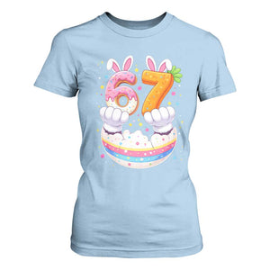 Funny Easter Day Bunny 67 Six Seven Meme T Shirt For Women TS11 Light Blue Print Your Wear