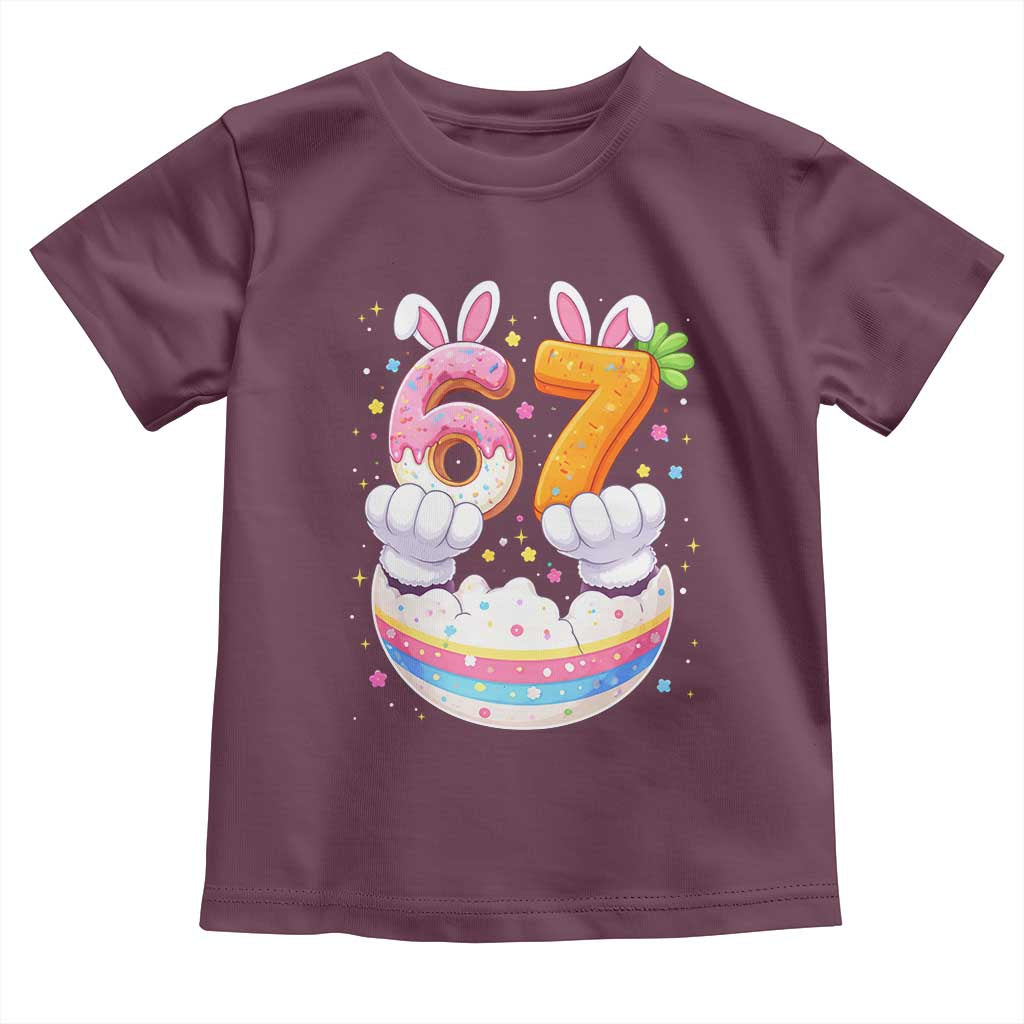 Funny Easter Day Bunny 67 Six Seven Meme Toddler T Shirt TS11 Maroon Print Your Wear