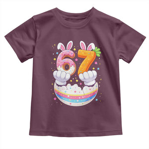 Funny Easter Day Bunny 67 Six Seven Meme Toddler T Shirt TS11 Maroon Print Your Wear
