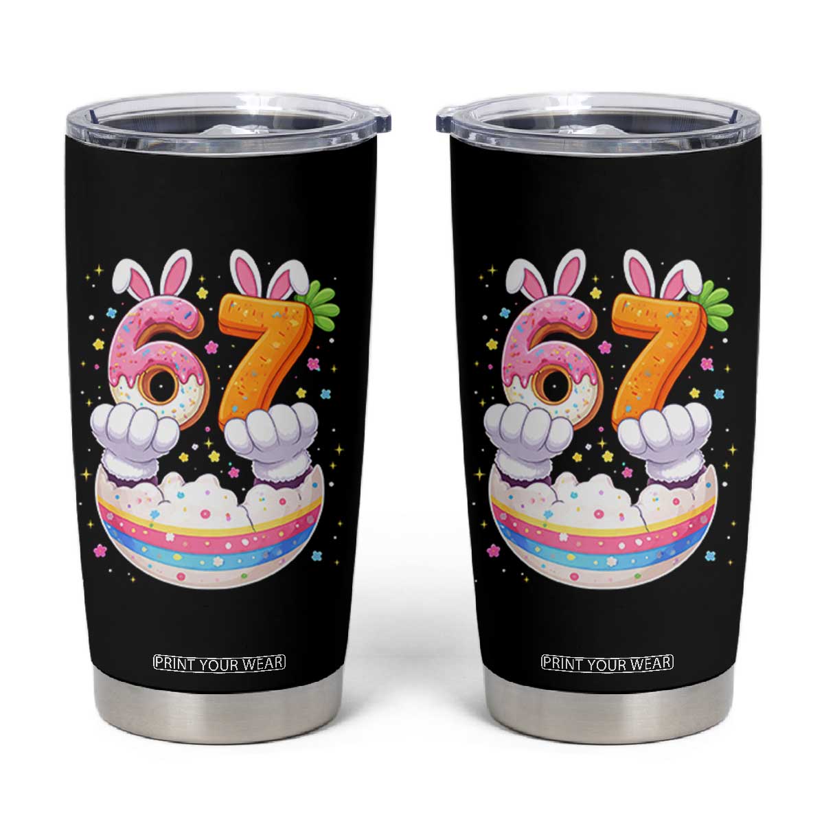 Funny Easter Day Bunny 67 Six Seven Meme Tumbler Cup TS11 Black Print Your Wear