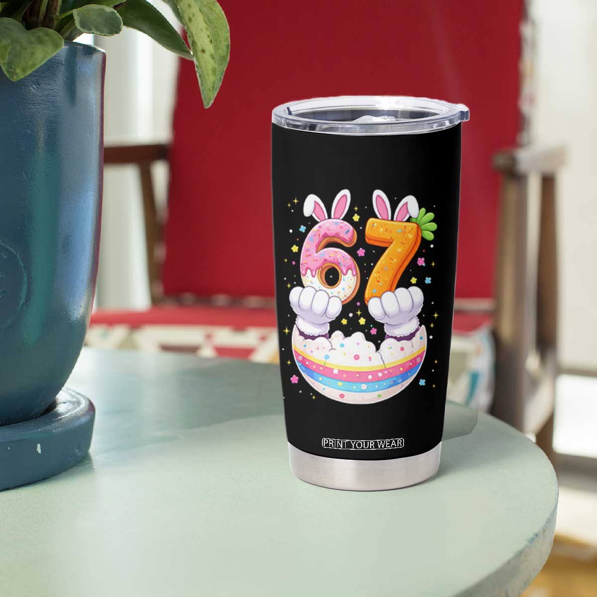 Funny Easter Day Bunny 67 Six Seven Meme Tumbler Cup TS11 Print Your Wear