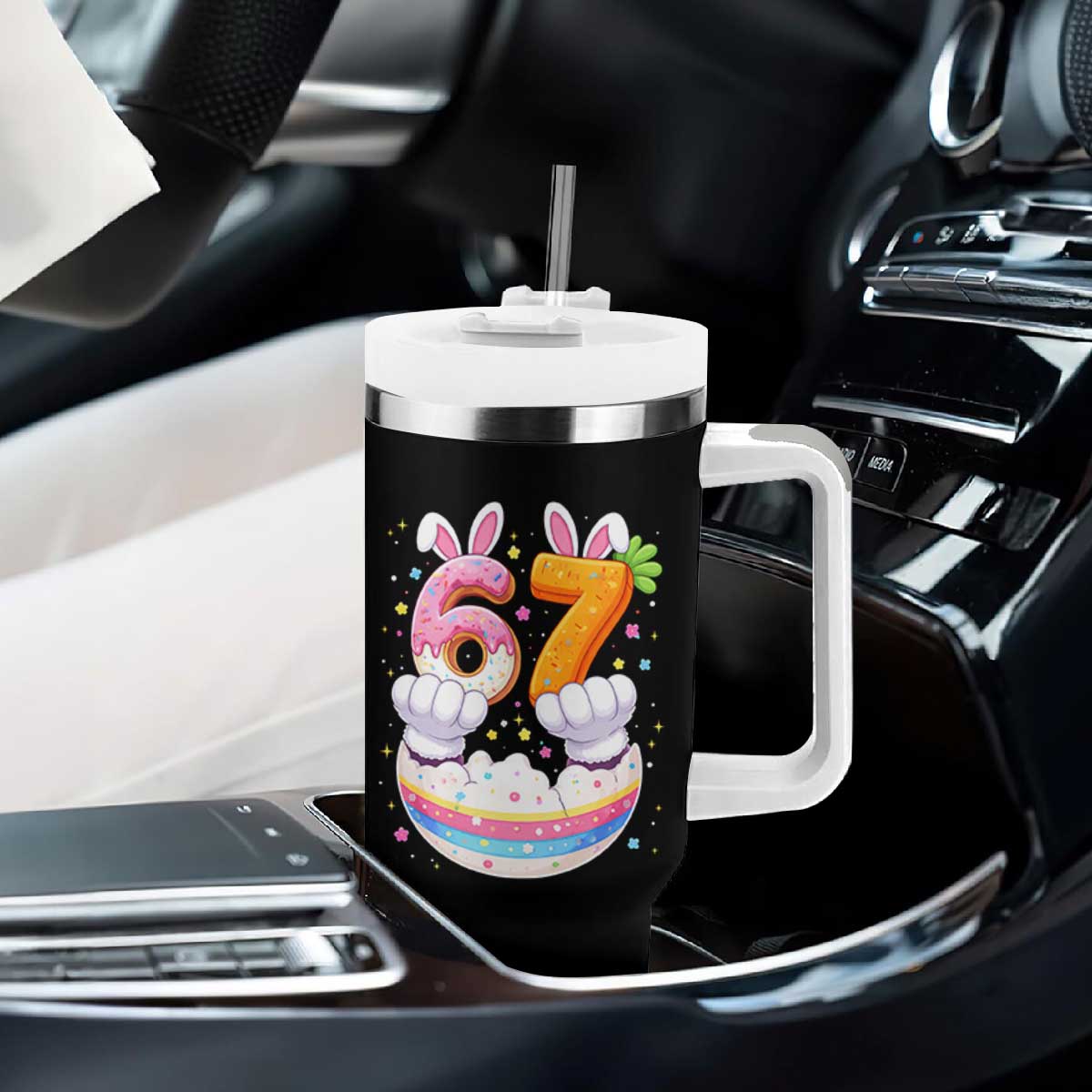 Funny Easter Day Bunny 67 Six Seven Meme Tumbler With Handle TS11 Print Your Wear