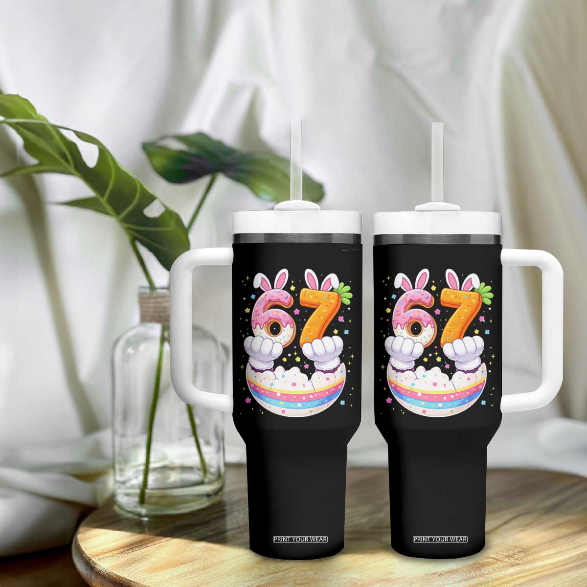 Funny Easter Day Bunny 67 Six Seven Meme Tumbler With Handle TS11 Print Your Wear