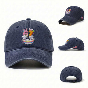 Funny Easter Day Bunny 67 Six Seven Meme Washed Cotton Baseball Cap TS11 Washed Cap Universal Fit Navy Print Your Wear