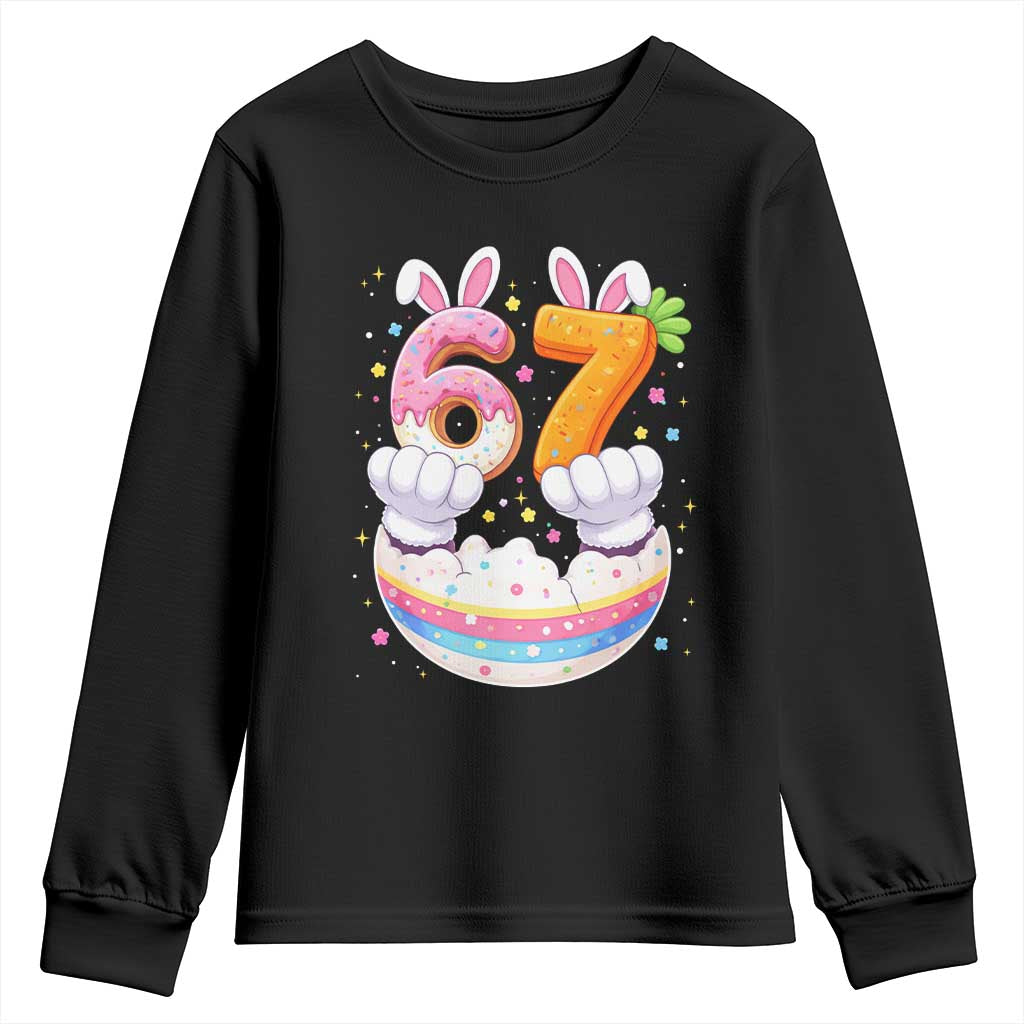 Funny Easter Day Bunny 67 Six Seven Meme Youth Sweatshirt TS11 Black Print Your Wear
