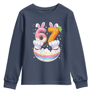 Funny Easter Day Bunny 67 Six Seven Meme Youth Sweatshirt TS11 Navy Print Your Wear