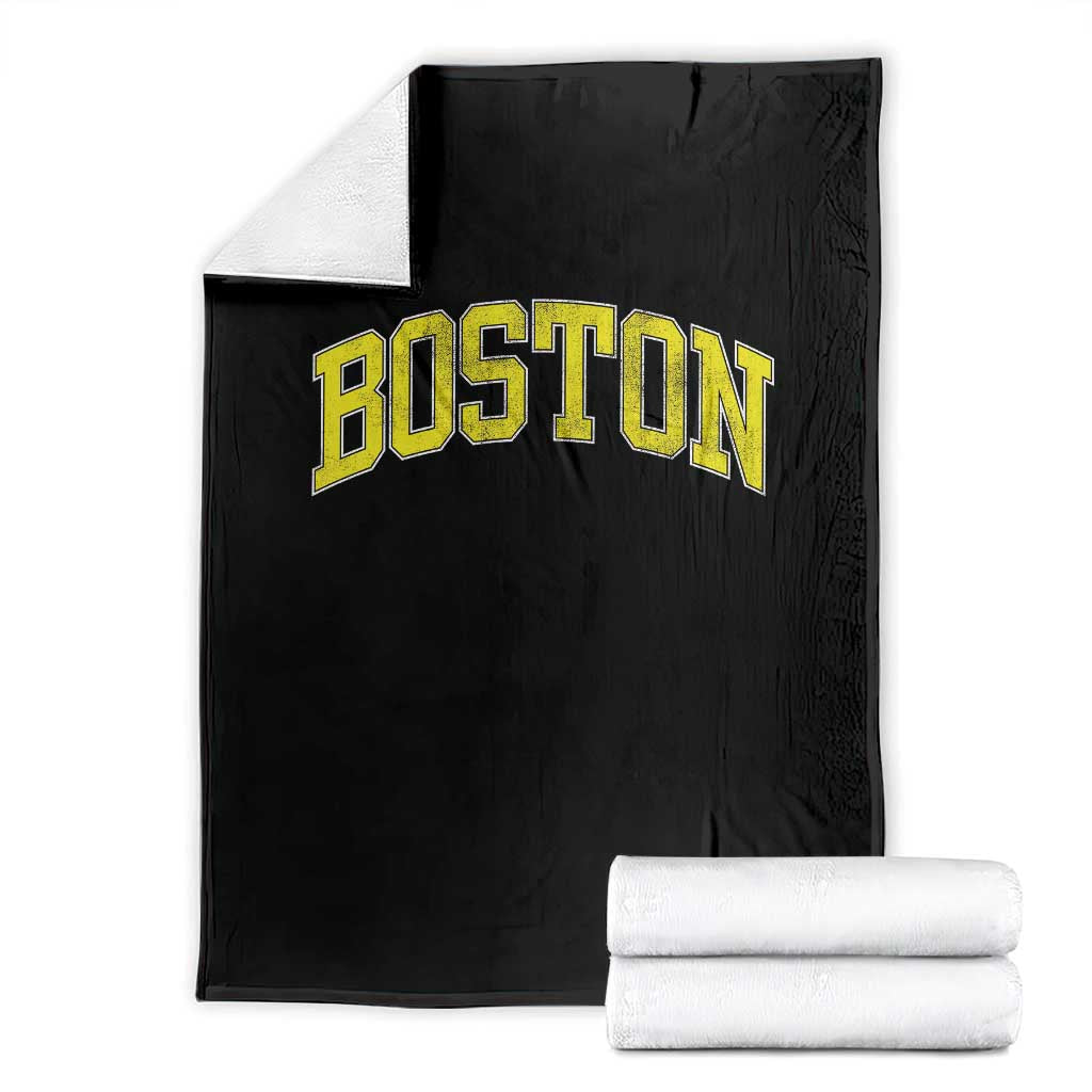 Retro Yellow Boston Massachusetts MA Vintage Throwback Running Throw Blanket TS11 Black Print Your Wear
