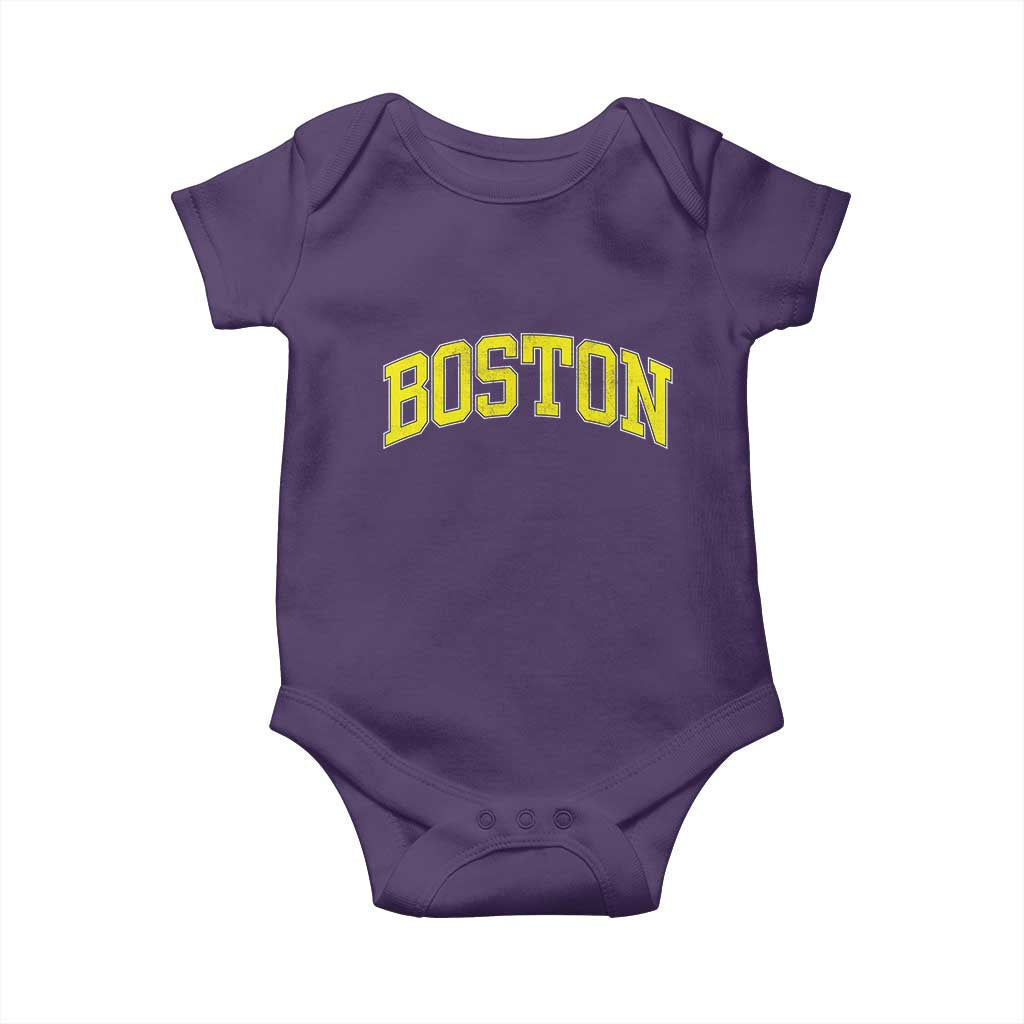 Retro Yellow Boston Massachusetts MA Vintage Throwback Running Baby Onesie TS11 Purple Print Your Wear