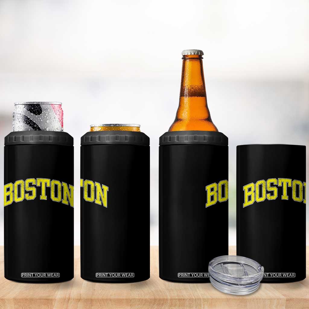 Retro Yellow Boston Massachusetts MA Vintage Throwback Running 4 in 1 Can Cooler Tumbler TS11 Print Your Wear