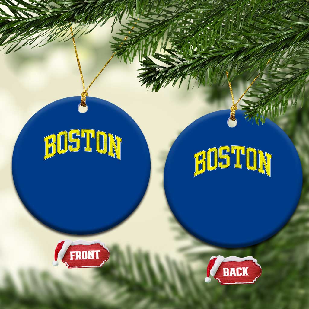 Retro Yellow Boston Massachusetts MA Vintage Throwback Running Ceramic Ornament TS11 1pc Blue Print Your Wear