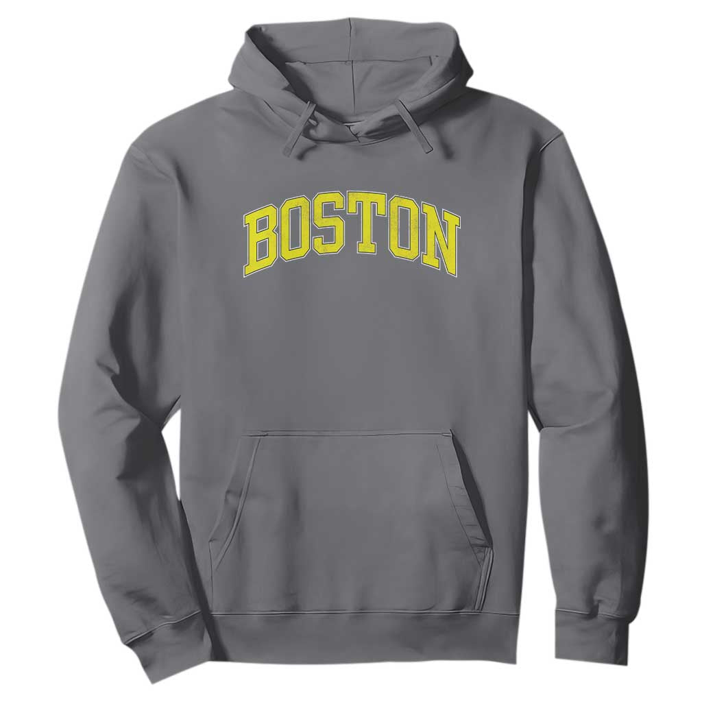 Retro Yellow Boston Massachusetts MA Vintage Throwback Running Hoodie TS11 Charcoal Print Your Wear