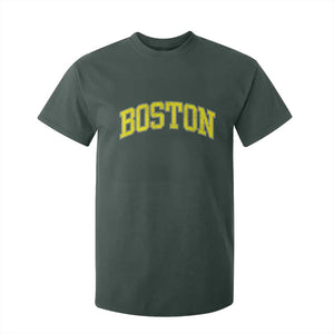 Retro Yellow Boston Massachusetts MA Vintage Throwback Running T Shirt For Kid TS11 Dark Forest Green Print Your Wear