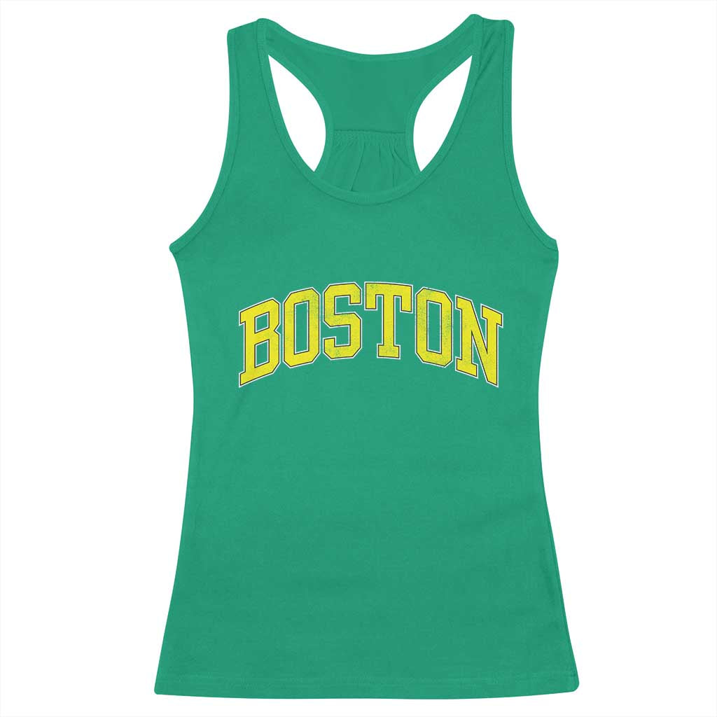 Retro Yellow Boston Massachusetts MA Vintage Throwback Running Racerback Tank Top TS11 Irish Green Print Your Wear