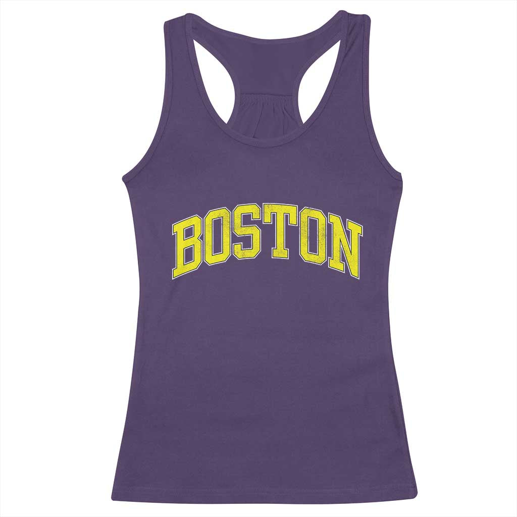Retro Yellow Boston Massachusetts MA Vintage Throwback Running Racerback Tank Top TS11 Purple Print Your Wear