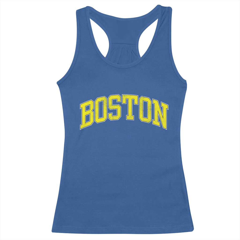 Retro Yellow Boston Massachusetts MA Vintage Throwback Running Racerback Tank Top TS11 Royal Blue Print Your Wear