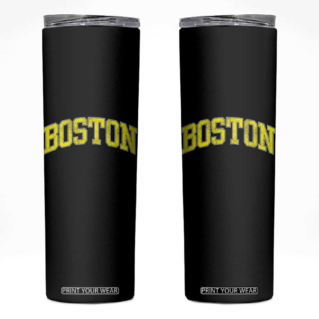 Retro Yellow Boston Massachusetts MA Vintage Throwback Running Skinny Tumbler TS11 Black Print Your Wear