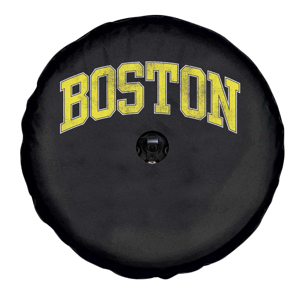 Retro Yellow Boston Massachusetts MA Vintage Throwback Running Spare Tire Cover TS11 Print Your Wear