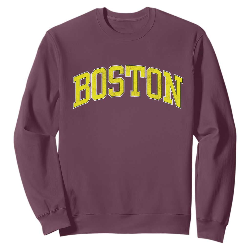 Retro Yellow Boston Massachusetts MA Vintage Throwback Running Sweatshirt TS11 Maroon Print Your Wear