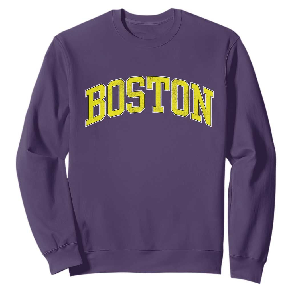 Retro Yellow Boston Massachusetts MA Vintage Throwback Running Sweatshirt TS11 Purple Print Your Wear