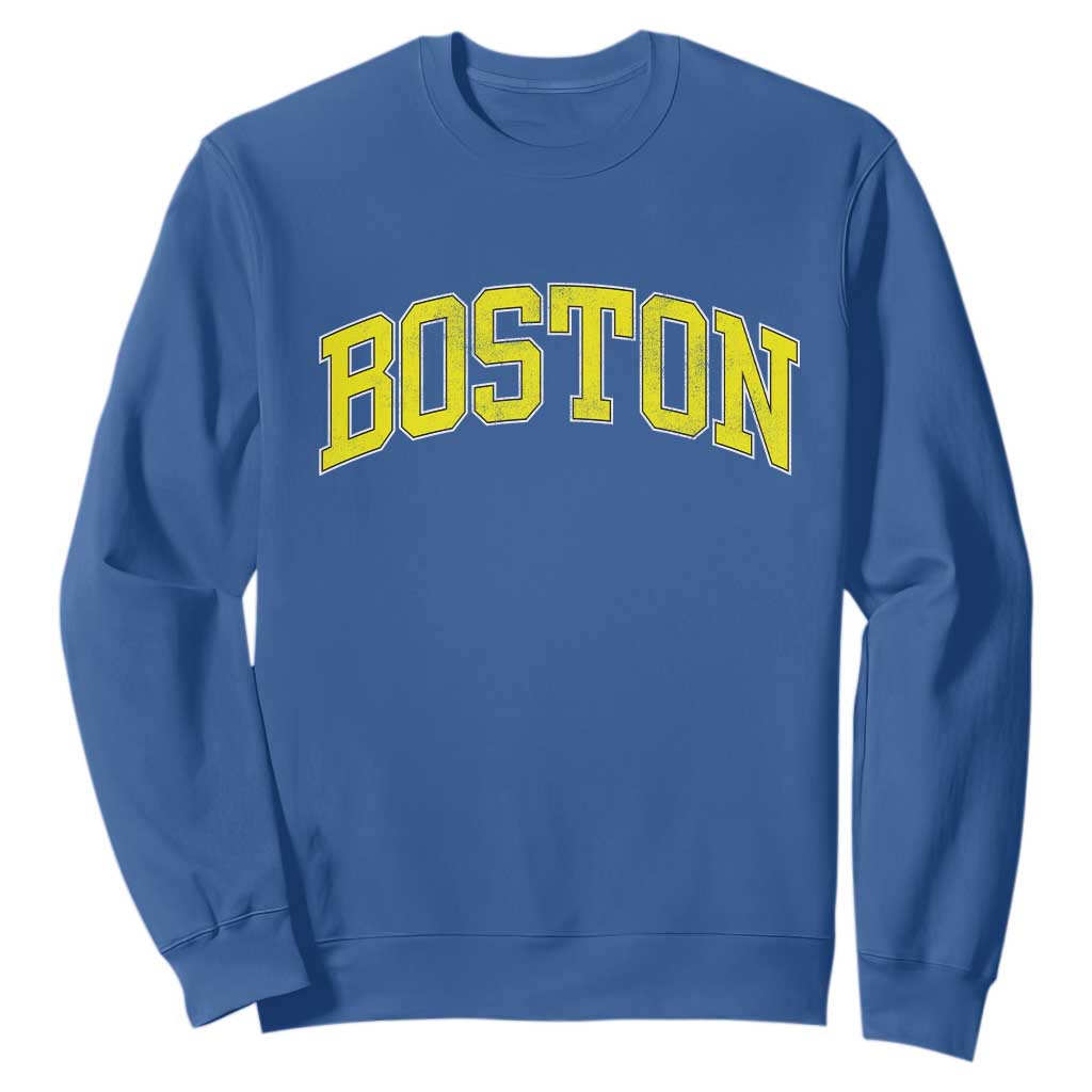 Retro Yellow Boston Massachusetts MA Vintage Throwback Running Sweatshirt TS11 Royal Blue Print Your Wear