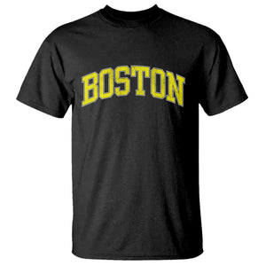 Retro Yellow Boston Massachusetts MA Vintage Throwback Running T Shirt TS11 Black Print Your Wear