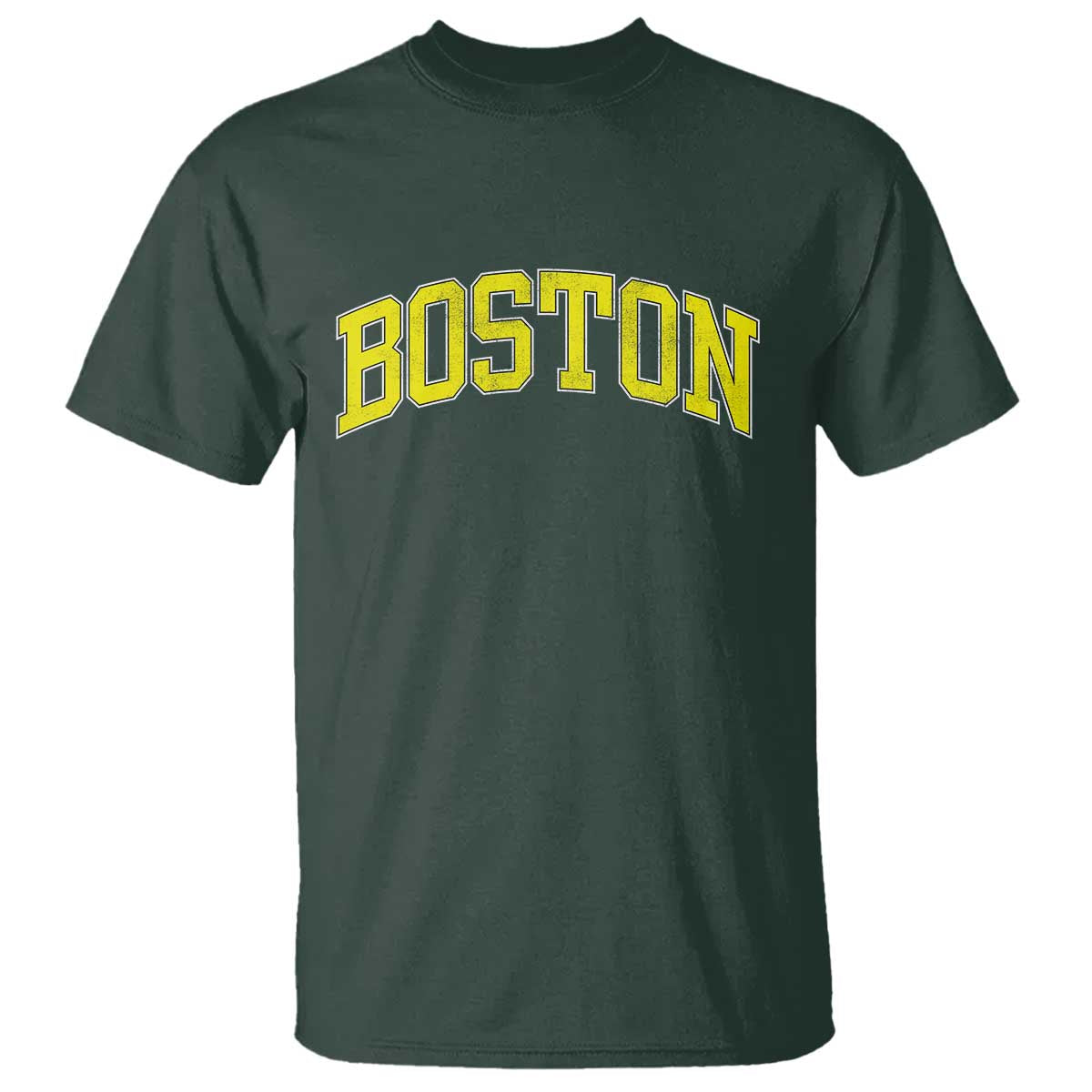 Retro Yellow Boston Massachusetts MA Vintage Throwback Running T Shirt TS11 Dark Forest Green Print Your Wear