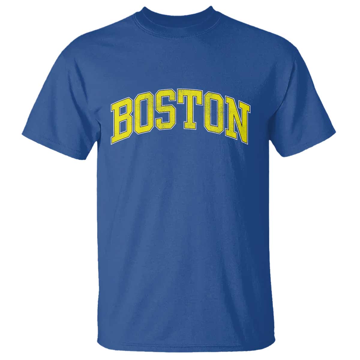 Retro Yellow Boston Massachusetts MA Vintage Throwback Running T Shirt TS11 Royal Blue Print Your Wear