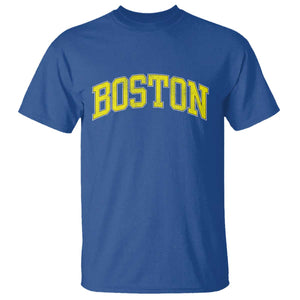 Retro Yellow Boston Massachusetts MA Vintage Throwback Running T Shirt TS11 Royal Blue Print Your Wear