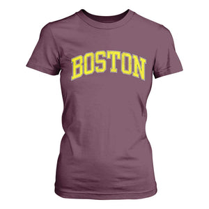 Retro Yellow Boston Massachusetts MA Vintage Throwback Running T Shirt For Women TS11 Maroon Print Your Wear