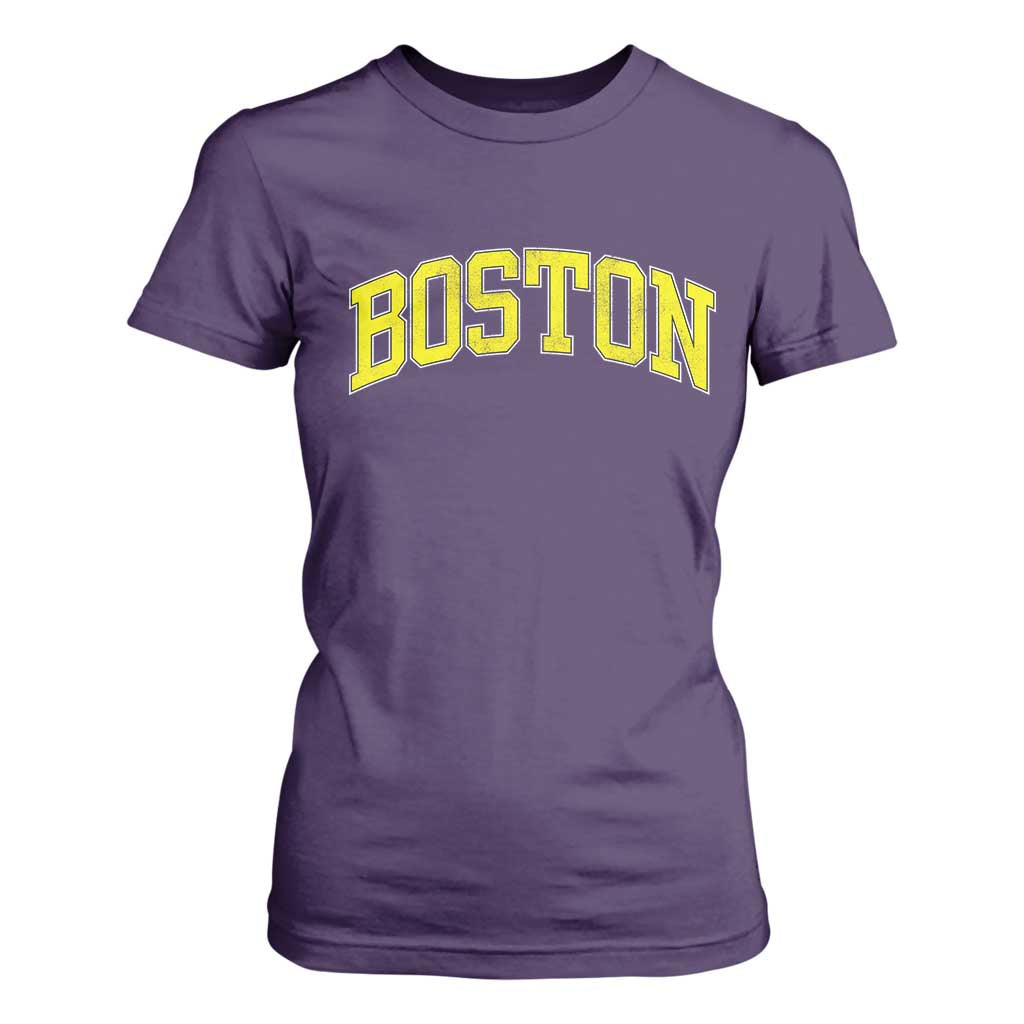 Retro Yellow Boston Massachusetts MA Vintage Throwback Running T Shirt For Women TS11 Purple Print Your Wear