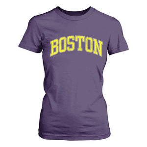 Retro Yellow Boston Massachusetts MA Vintage Throwback Running T Shirt For Women TS11 Purple Print Your Wear