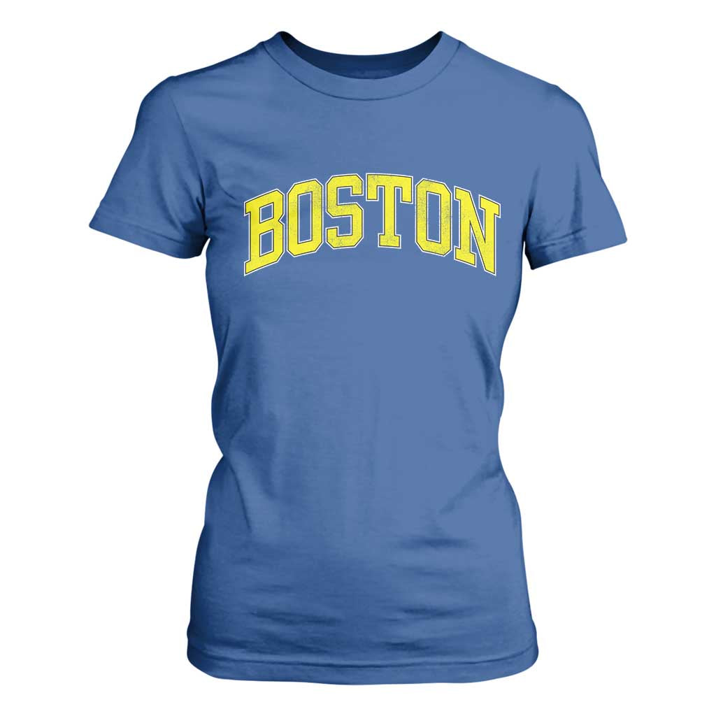 Retro Yellow Boston Massachusetts MA Vintage Throwback Running T Shirt For Women TS11 Royal Blue Print Your Wear