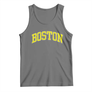 Retro Yellow Boston Massachusetts MA Vintage Throwback Running Tank Top TS11 Black Heather Print Your Wear