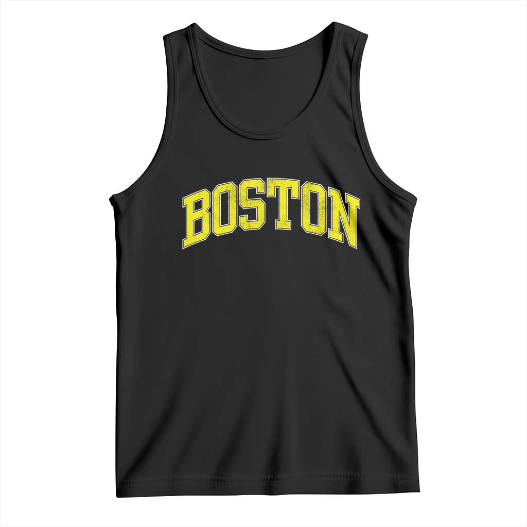 Retro Yellow Boston Massachusetts MA Vintage Throwback Running Tank Top TS11 Black Print Your Wear
