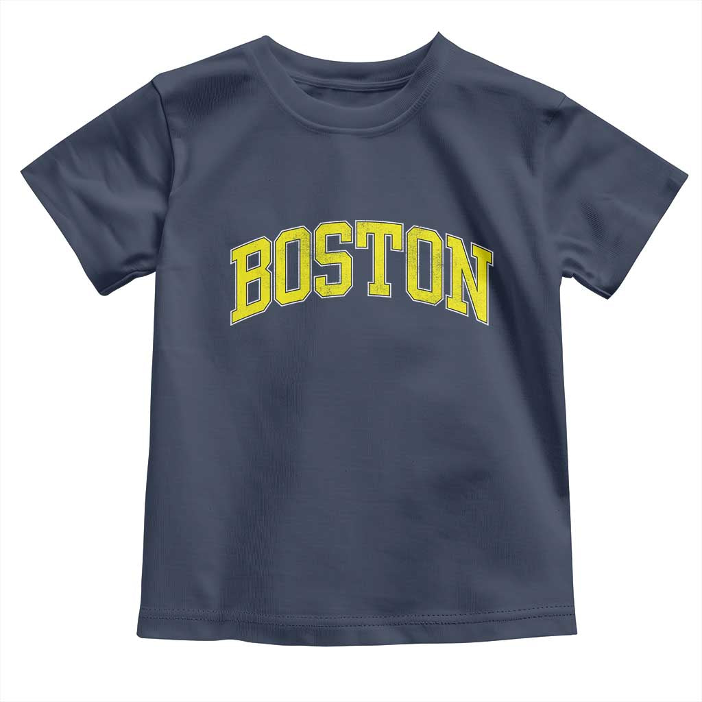 Retro Yellow Boston Massachusetts MA Vintage Throwback Running Toddler T Shirt TS11 Navy Print Your Wear