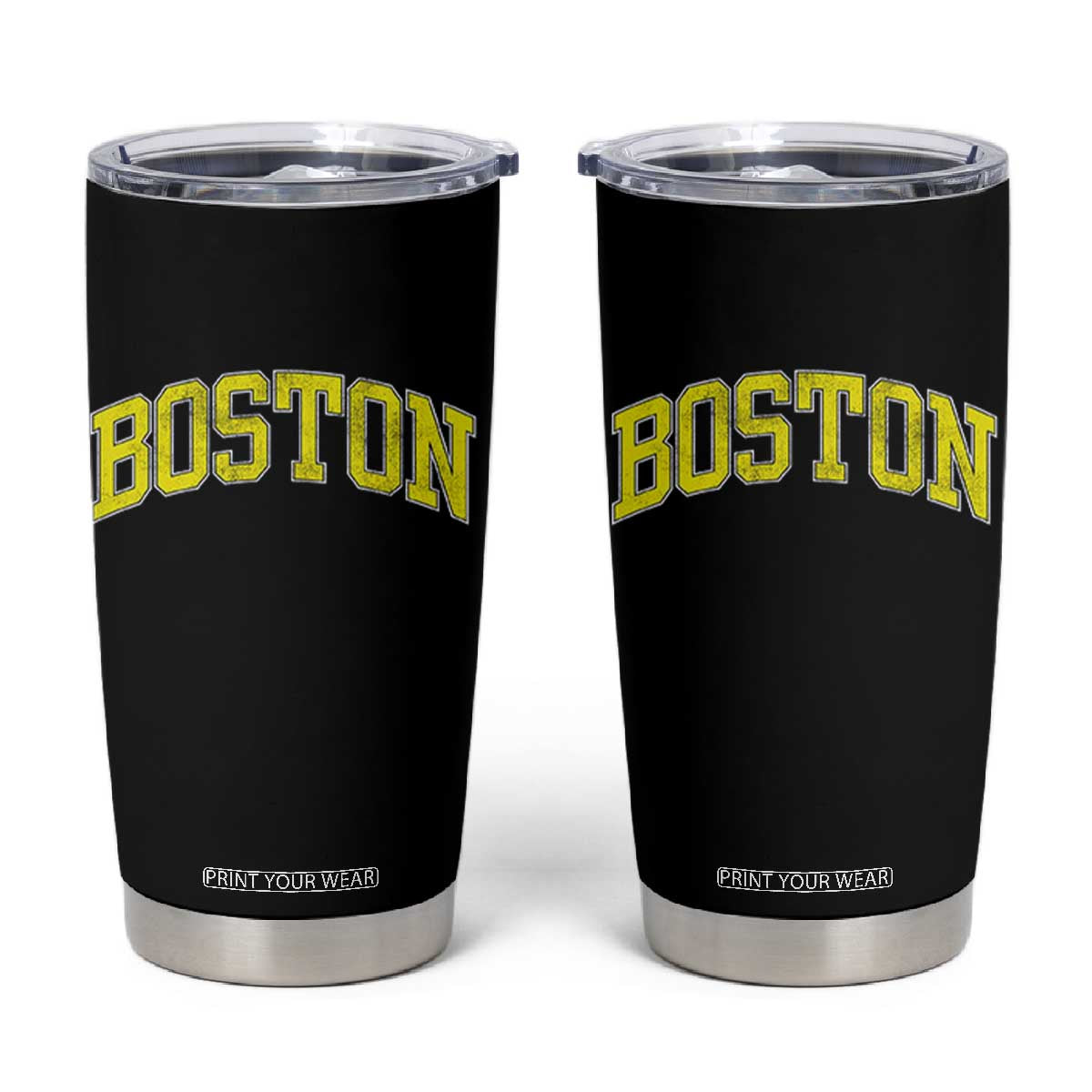 Retro Yellow Boston Massachusetts MA Vintage Throwback Running Tumbler Cup TS11 Black Print Your Wear