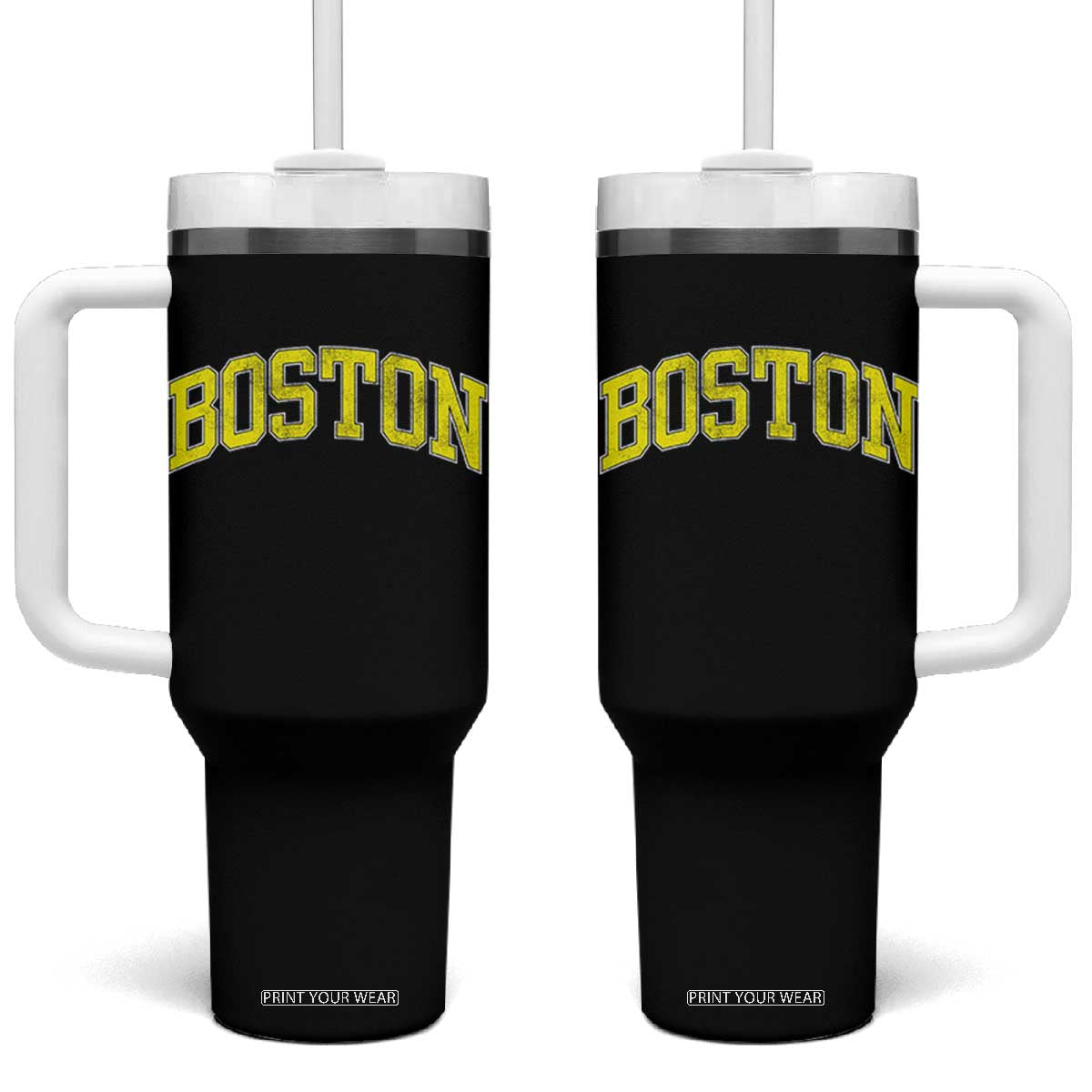 Retro Yellow Boston Massachusetts MA Vintage Throwback Running Tumbler With Handle TS11 One Size: 40 oz Black Print Your Wear