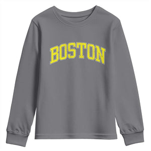 Retro Yellow Boston Massachusetts MA Vintage Throwback Running Youth Sweatshirt TS11 Charcoal Print Your Wear