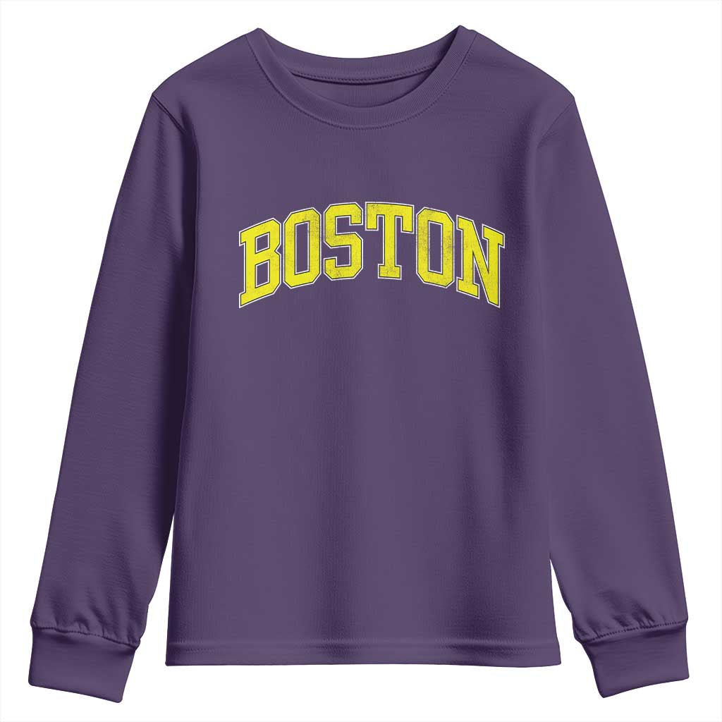 Retro Yellow Boston Massachusetts MA Vintage Throwback Running Youth Sweatshirt TS11 Purple Print Your Wear