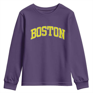 Retro Yellow Boston Massachusetts MA Vintage Throwback Running Youth Sweatshirt TS11 Purple Print Your Wear