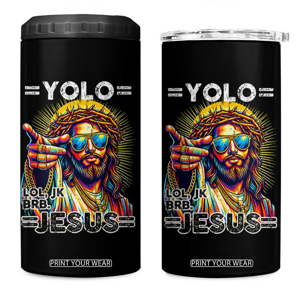 Funny Yolo Lol Jk BRB Christian Easter 4 in 1 Can Cooler Tumbler Resurrection Jesus TS11 One Size: 16 oz Black Print Your Wear